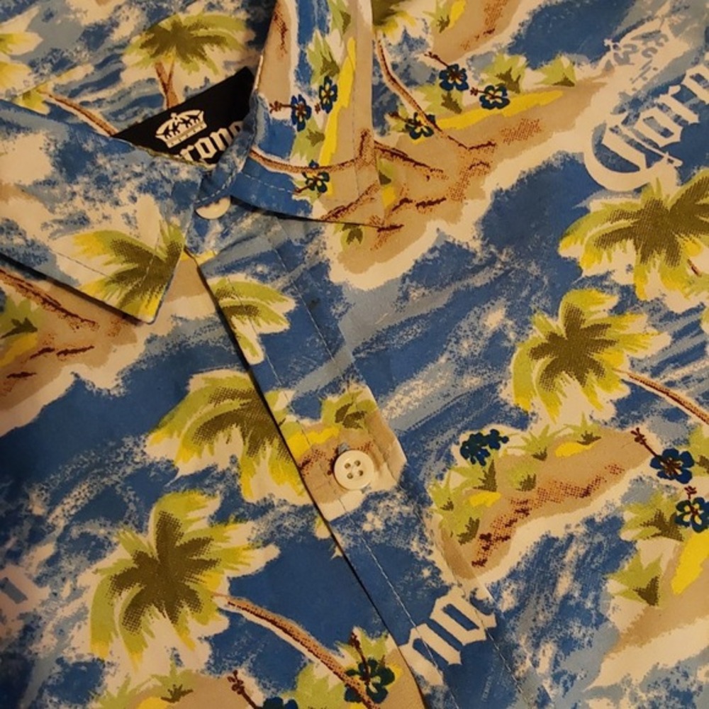 Corona Beer Men's Short Sleeve Hawaiian Shirt Size Large‎ Classic Vacation Beach